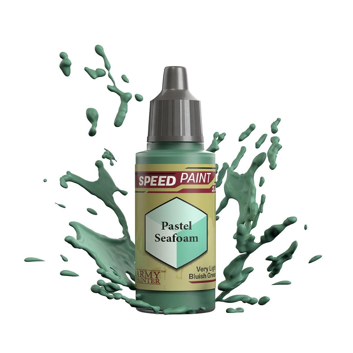 An 18ml dropper bottle of The Army Painter Speedpaint - Pastel Seafoam, a one-coat paint for miniatures. Available at Charon Games NZ.