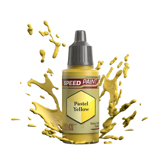 An 18ml dropper bottle of The Army Painter Speedpaint - Pastel Yellow, a one-coat paint for miniatures. Available at Charon Games NZ.