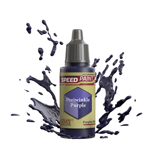 An 18ml dropper bottle of The Army Painter Speedpaint - Periwinkle Purple, a one-coat paint for miniatures. Available at Charon Games NZ.