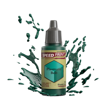 An 18ml dropper bottle of The Army Painter Speedpaint - Plasmatic Bolt, a one-coat paint for miniatures. Available at Charon Games NZ.