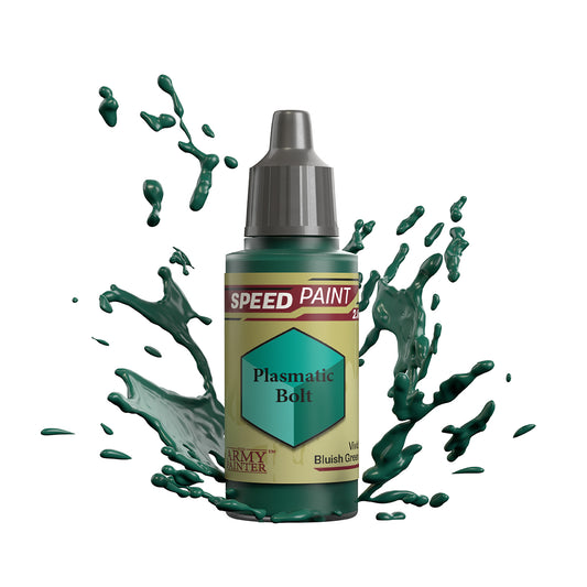 An 18ml dropper bottle of The Army Painter Speedpaint - Plasmatic Bolt, a one-coat paint for miniatures. Available at Charon Games NZ.