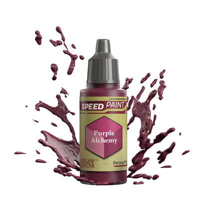 An 18ml dropper bottle of The Army Painter Speedpaint - Purple Alchemy, a one-coat paint for miniatures. Available at Charon Games NZ.
