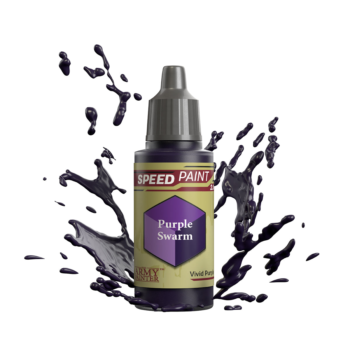 An 18ml dropper bottle of The Army Painter Speedpaint - Purple Swarm, a one-coat paint for miniatures. Available at Charon Games NZ.
