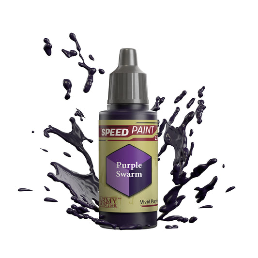 An 18ml dropper bottle of The Army Painter Speedpaint - Purple Swarm, a one-coat paint for miniatures. Available at Charon Games NZ.