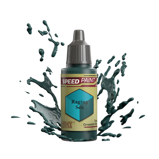 An 18ml dropper bottle of The Army Painter Speedpaint - Raging Sea, a one-coat paint for miniatures. Available at Charon Games NZ.