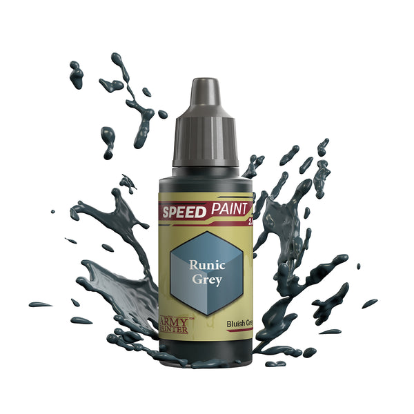 An 18ml dropper bottle of The Army Painter Speedpaint - Runic Grey, a one-coat paint for miniatures. Available at Charon Games NZ.