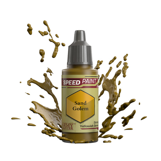 An 18ml dropper bottle of The Army Painter Speedpaint - Sand Golem, a one-coat paint for miniatures. Available at Charon Games NZ.