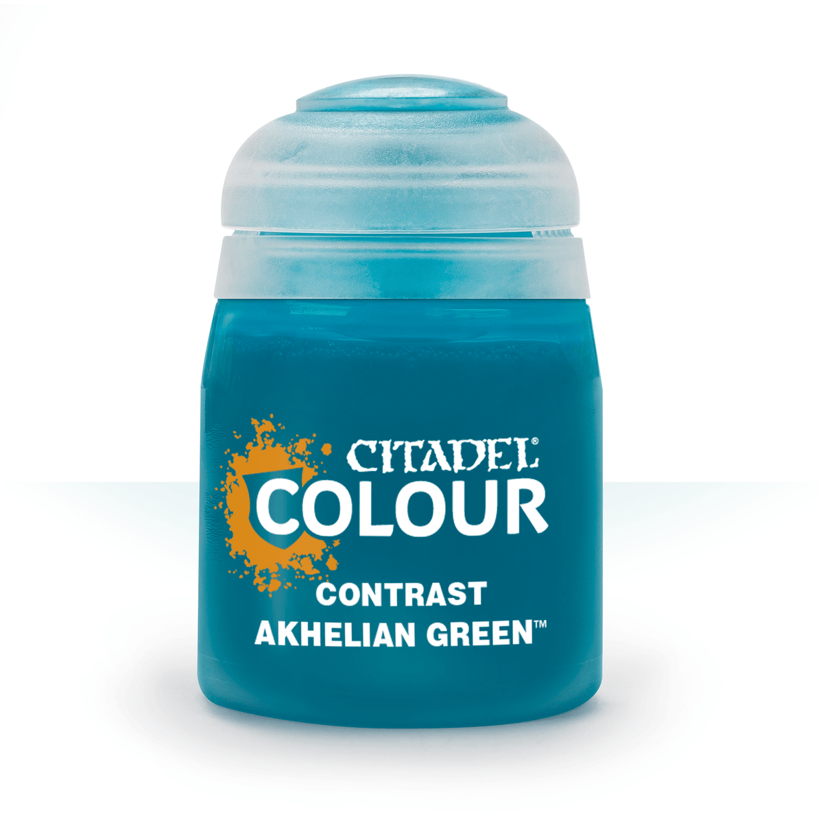 The official retail product paint pot for Citadel Contrast: Akhelian Green.