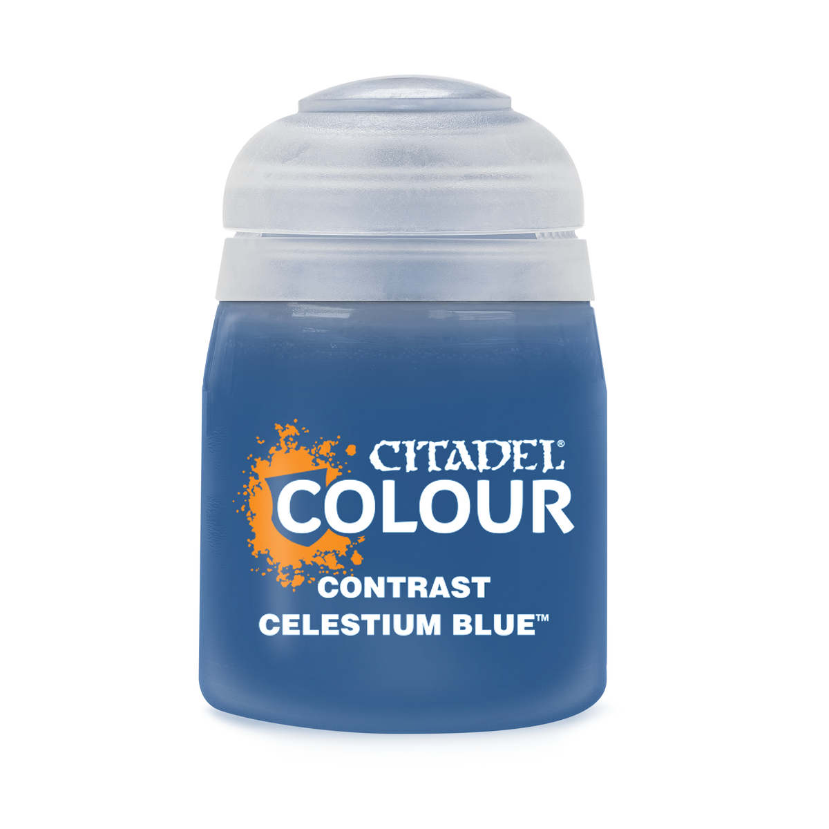 The official retail product paint pot for Citadel Contrast: Celestium Blue.
