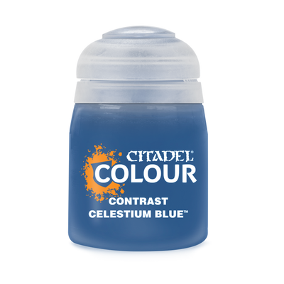 The official retail product paint pot for Citadel Contrast: Celestium Blue.