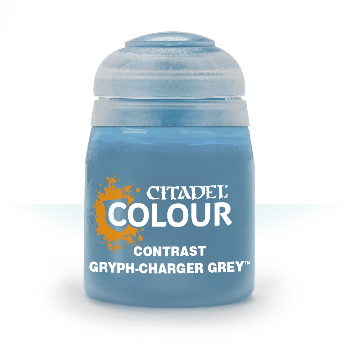 The official retail product paint pot for Citadel Contrast: Gryph-Charger Grey.