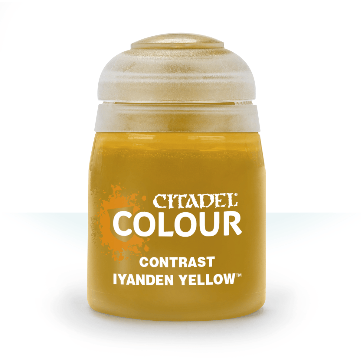 The official retail product paint pot for Citadel Contrast: Iyanden Yellow.