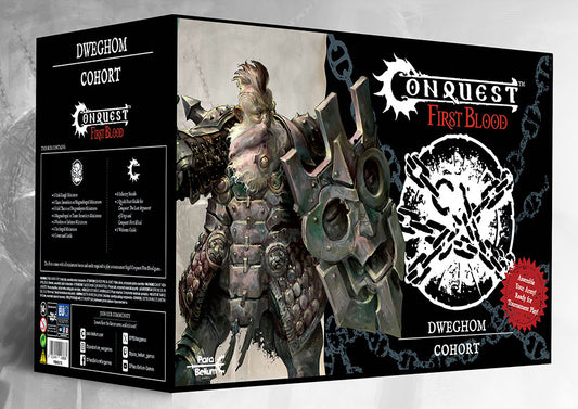 Box art for the Conquest Dweghom Cohort Starter Set, a 1000-point army in a box for First Blood and The Last Argument of Kings.