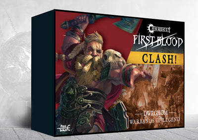 Front box art packaging for the Conquest: First Blood Clash! Warbands of Legend Dweghom army set.
