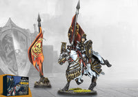 Hundred Kingdoms hero including Eleanor of Aquilea, Gilded Legion, Crossbowmen, and Men at Arms displayed on tactical bases.