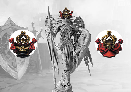 The optional head and crown components for the Conquest Archangel model, showing different ornate styles for the character's helmet.