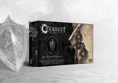 The product box for the Conquest Hundred Kingdoms Mercenary Crossbowmen regiment expansion set.