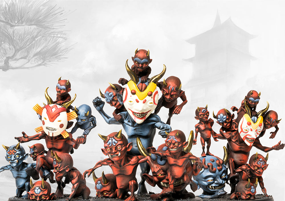 Painted Shikigami Yoroni Brute miniatures and companions for Conquest