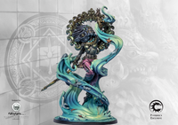 Fully painted Side View Bound to the Elements Water resin brute miniature displayed