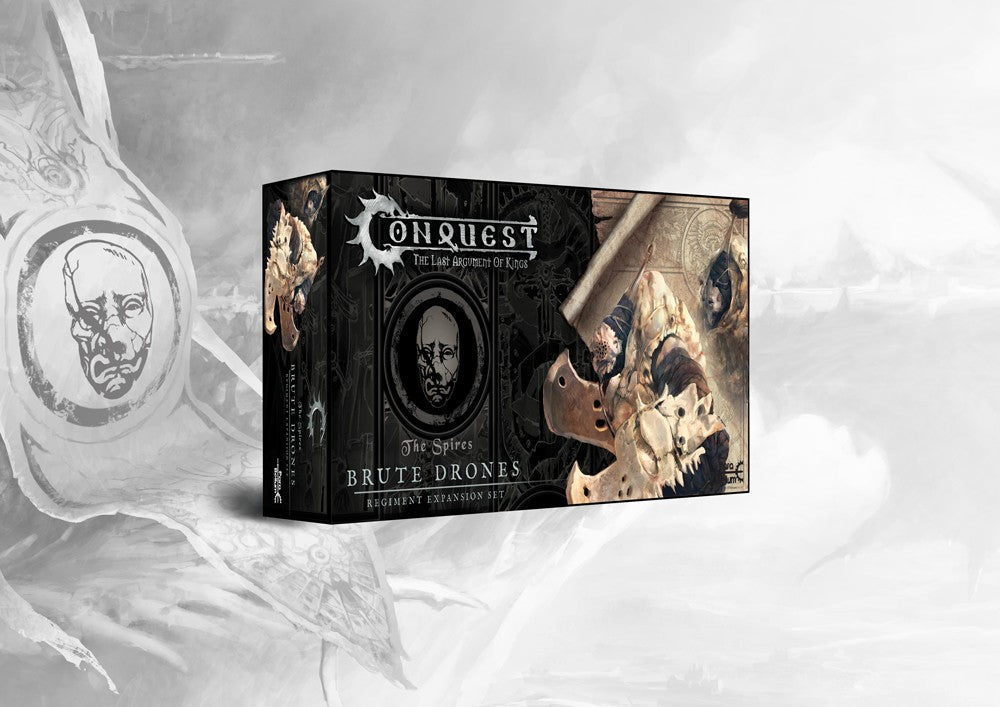 Box art for the Conquest: The Spires Brute Drones Regiment Expansion Set, available from Charon Games NZ.