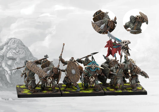 Box art for the Conquest: W'adrhŭn Braves Dual Kit, featuring medium line infantry models. This set can also build Blooded veterans.