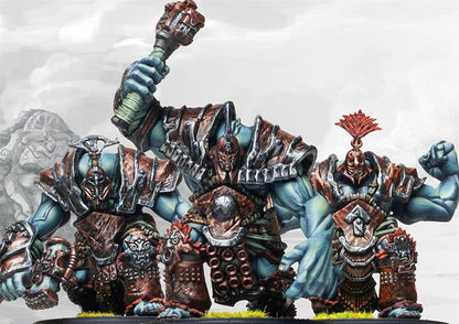Close-up of the Chosen of War brutes, showing the large war hammers/maces, ornate, grafted armor, and fierce expressions of these elite W'adrhŭn fighters.