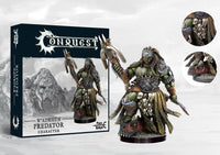 Box art and painted Conquest W'adrhŭn Predator Character model, showcasing the tribal leader with skulls and bone trophies, ready to join Hunting Packs or Raptor Riders.