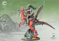 Fully painted W'adrhŭn Mounted Predator resin miniature, a high-detail character model leading the light cavalry forces into chaos.