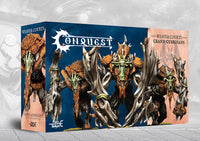 The product box for the Conquest Weaver Courts Crann Guardians, showing several large, sentient tree creatures ready for battle.
