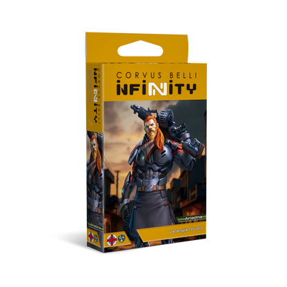 Official retail box packaging for the Corvus Belli Infinity Ariadna Varangian Guard unit.