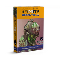 Retail box for the Infinity Essentials Combined Army Support Pack featuring the Med-Tech Obsidon Medchanoid artwork.