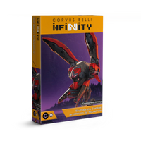 Retail box art for the Infinity Skyhounds Combat and Recon Air Squadron, featuring a high-speed Airquake mini-aircraft.