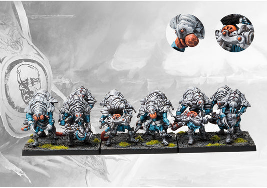 Painted Desolation Drones regiment for Conquest, showcasing the unique heavy-armoured infantry models and Catabolic Node option.