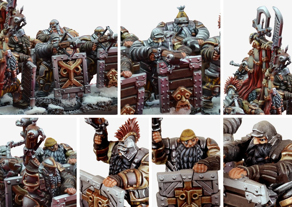 Close-up of the Dweghom Hold Ballistae crew, detailing the dwarfs operating the weapon and the unique construction of the war machine's shield platform.