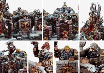 Close-up of the Dweghom Hold Ballistae crew, detailing the dwarfs operating the weapon and the unique construction of the war machine's shield platform.