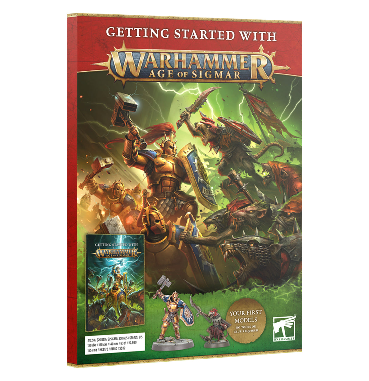 The official retail cover for the Getting Started with Warhammer Age of Sigmar magazine, showcasing the fantasy hobby and included models.
