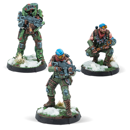 Infinity Ariadna TAK Expansion Pack Alpha, showing a determined Ariadnan soldier holding a large wrench.