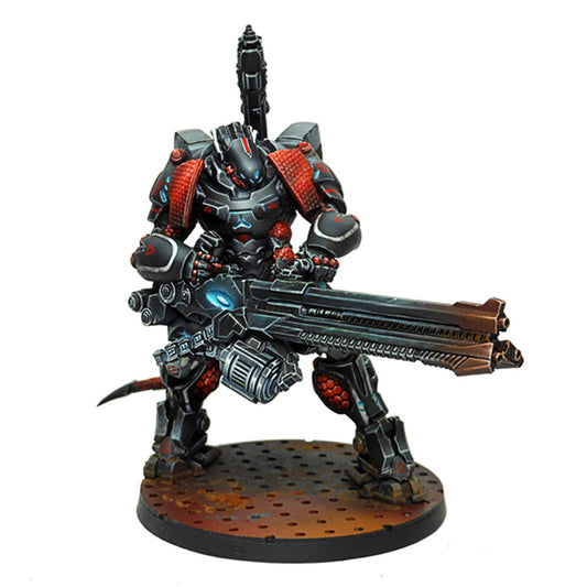 Essentials Nomads Szalamandra Squadron TAG Pack, showing the giant armoured Szalamandra TAG holding a large cannon.