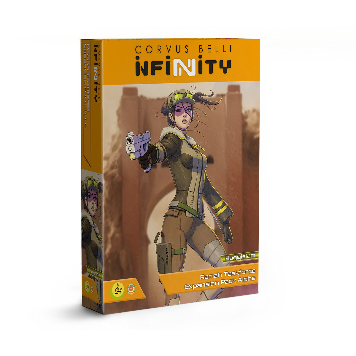 The box for the Infinity Haqqislam Ramah Taskforce Expansion Pack Alpha.