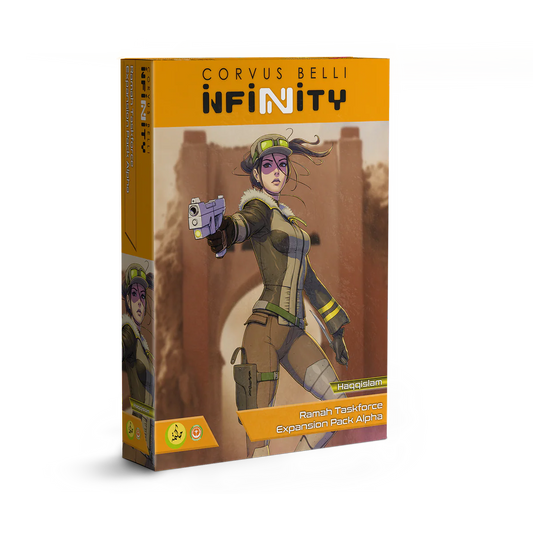 The box for the Infinity Haqqislam Ramah Taskforce Expansion Pack Alpha.