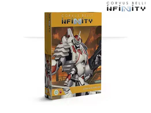 The product box for the JSA O-Yoroi Kidobutai, a large TAG miniature for Infinity the Game. Available at Charon Games NZ.