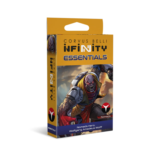 The box for the Infinity Nomads Hero, Wolfgang Amadeus Wolff.