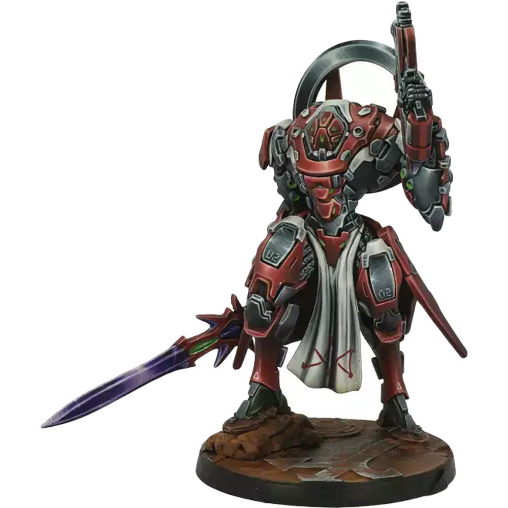 Nomads Stigmata TAG, showing the intimidating red and black TAG with a halo-like ring on its back.