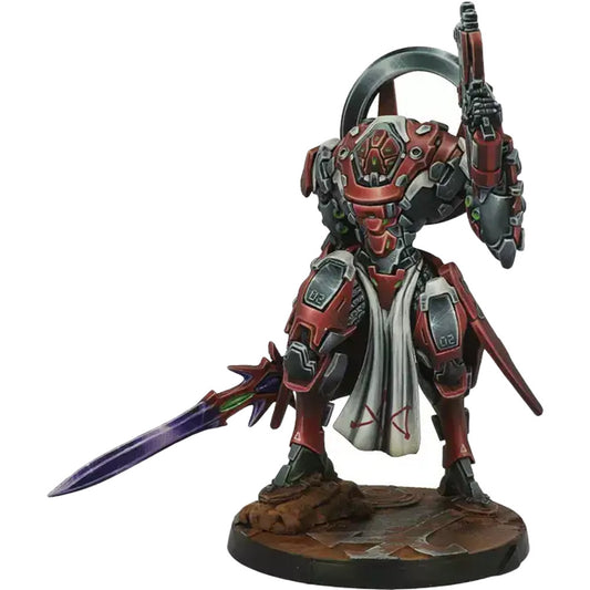 Nomads Stigmata TAG, showing the intimidating red and black TAG with a halo-like ring on its back.