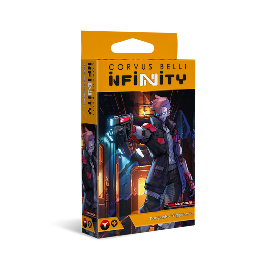 The box for the Infinity Nomads Tunguska Triggermen.