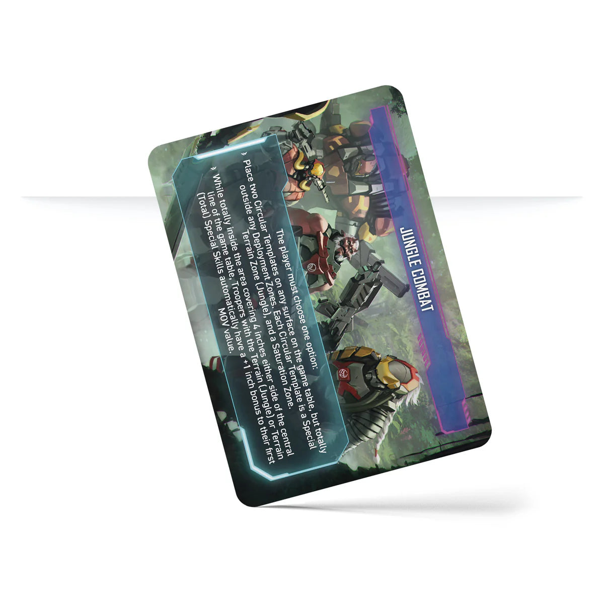 An example Battle Condition card from the Infinity Operations Deck, "Jungle Combat", describing the special terrain rules.