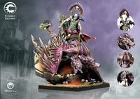 The masterfully painted Kerveros Mounted Strategos resin miniature showcased on its cavalry base.