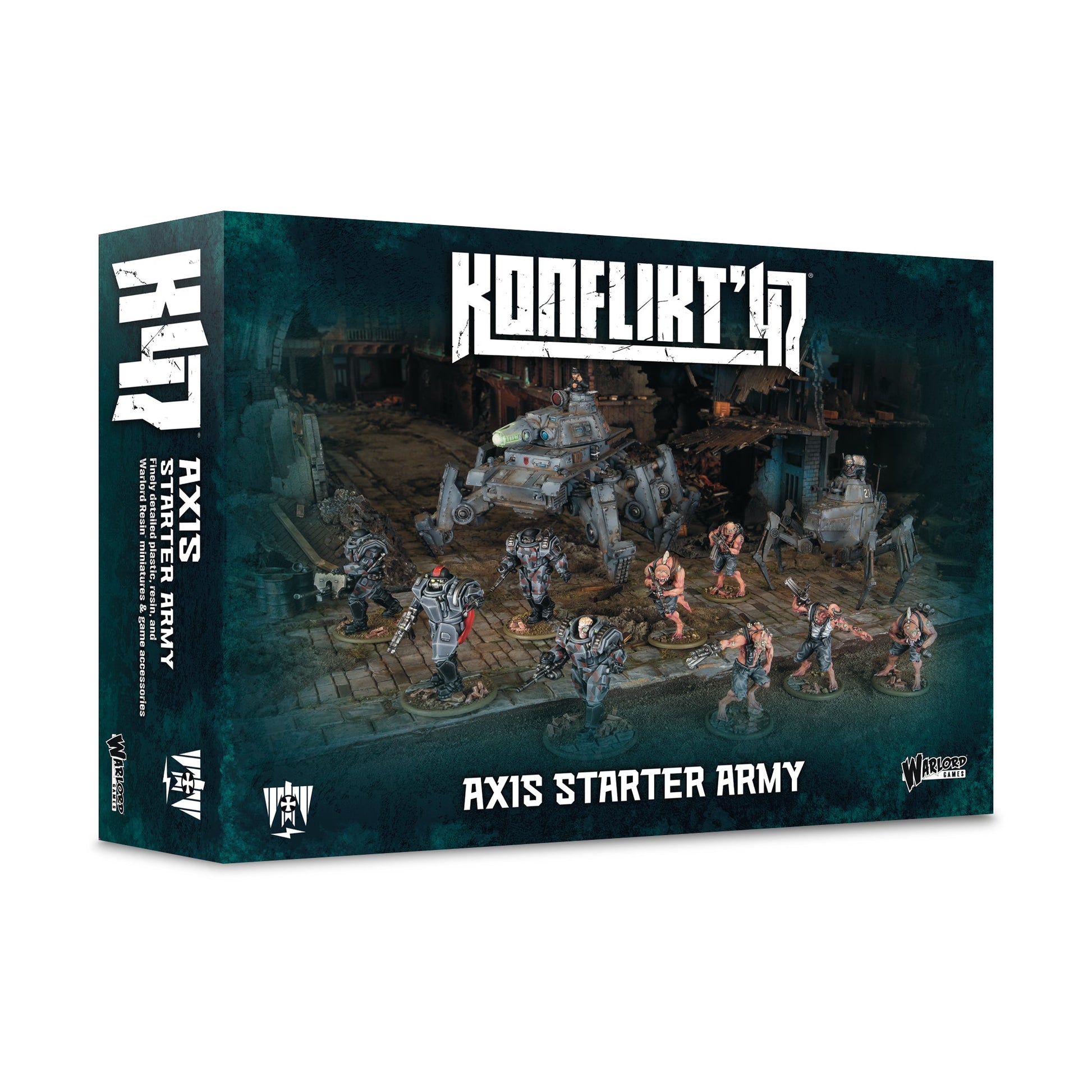Konflikt '47 Axis Starter Army box art featuring walking tanks and monsters