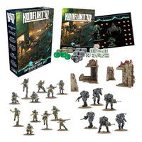 Complete contents of Konflikt '47 Introductory Set including US Fireflies and Stahltruppen