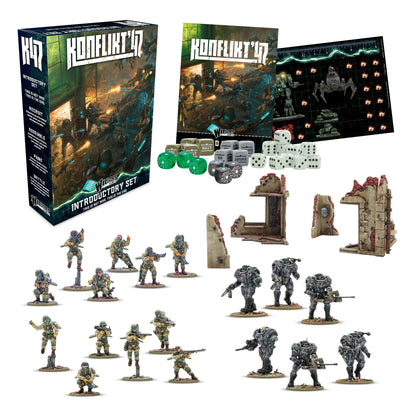 Complete contents of Konflikt '47 Introductory Set including US Fireflies and Stahltruppen